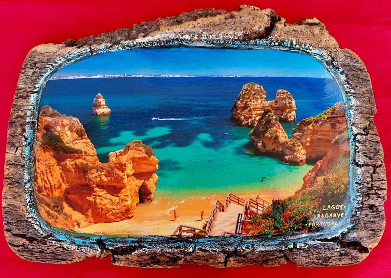 Foto os souvenirs de Portugal de imagens diferentes (a base de cortiça)