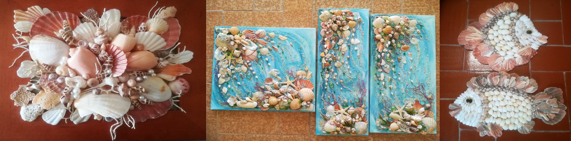 Apliques e painéis de conchas